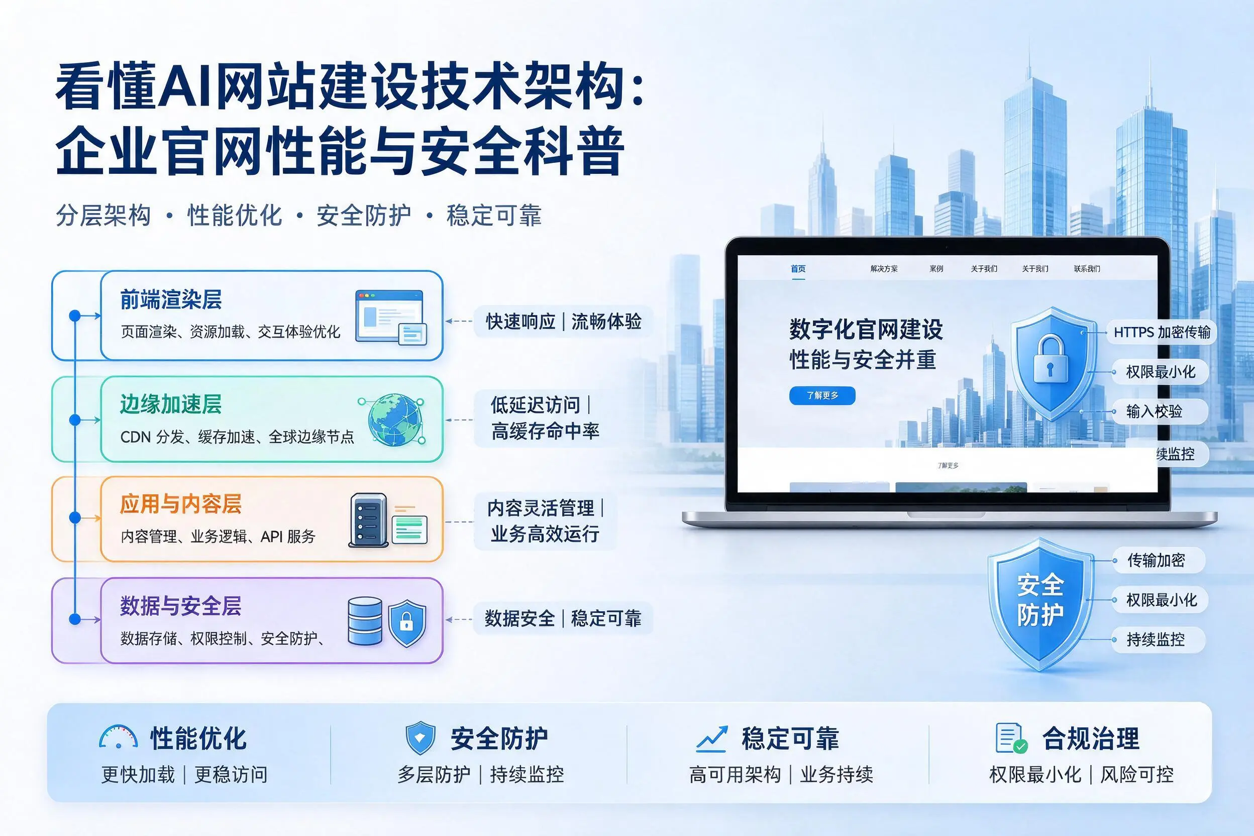 看懂AI网站建设技术架构:巴中企业官网性能与安全科普