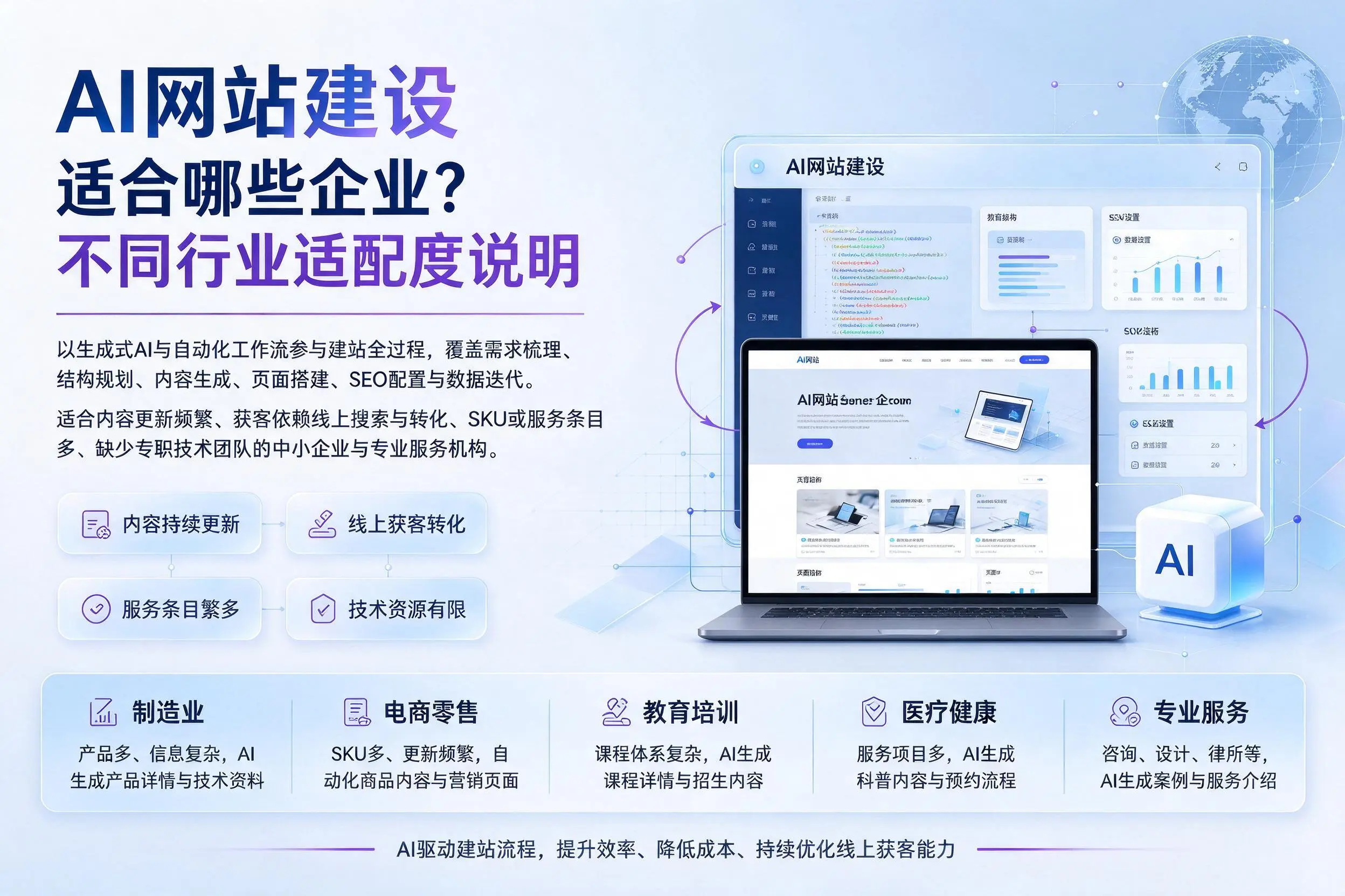 AI网站建设适合哪些企业?巴中不同行业适配度说明